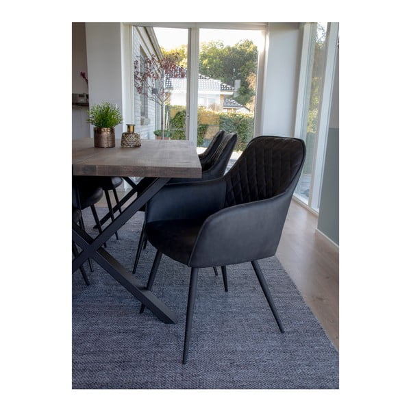 Tmavě šedá čalouněná jídelní křesla v sadě 2 ks s područkami Harbo – House Nordic-image-2