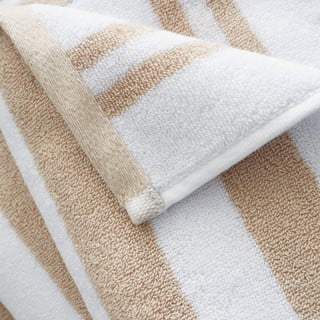 Béžovo-bílá bavlněná osuška 70x120 cm Stripe Jacquard – Bianca