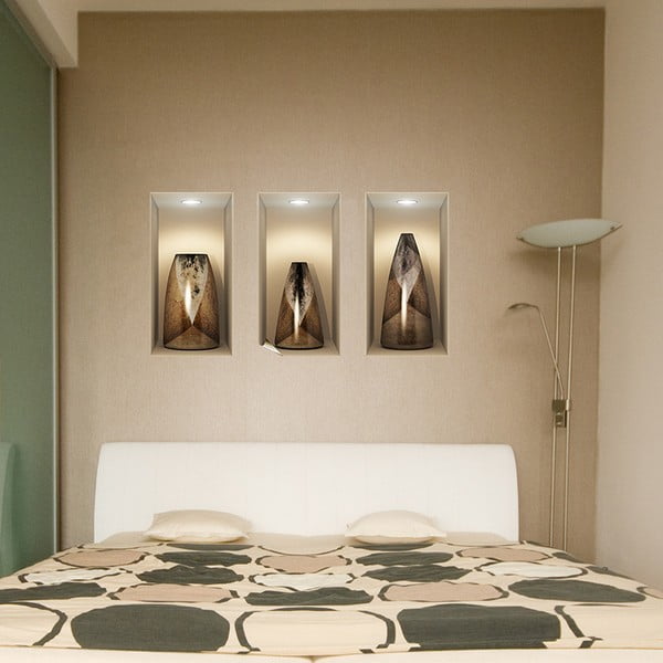 Sada 3 samolepek s 3D efektem Ambiance Wooden Vases-image-1