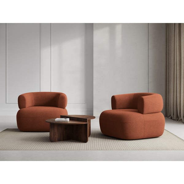 Křeslo z textilie bouclé v cihlové barvě Jenny – Micadoni Home-image-1