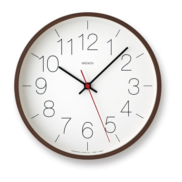 Nástěnné hodiny s tmavě hnědým rámem Lemnos Clock, ⌀ 25,4 cm
