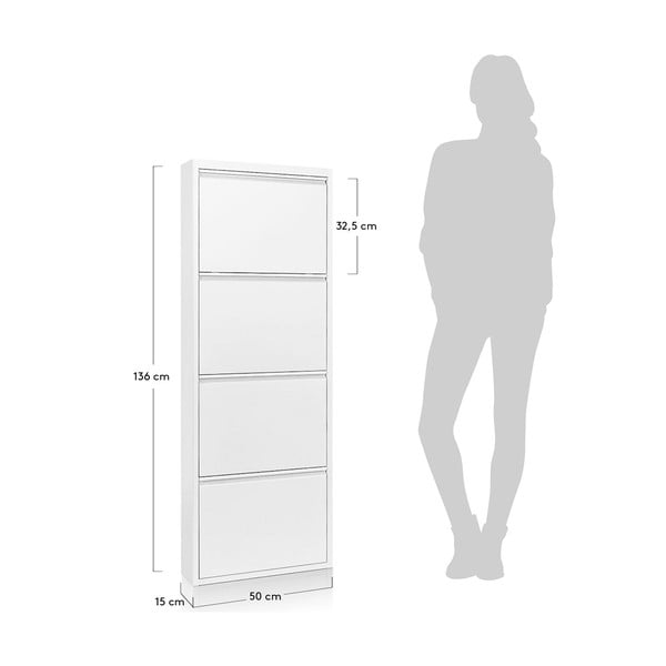 Bílý kovový výklopný botník 50x136x15 cm Ode – Kave Home-image-4