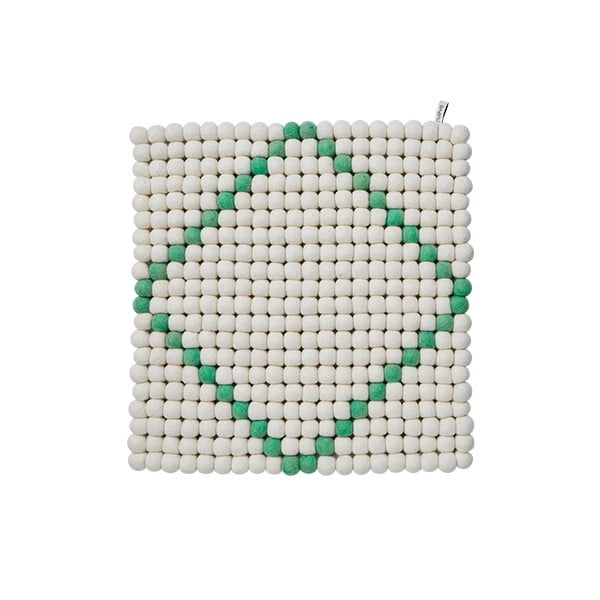 Modulový koberec Wool Mat White/Mint, 40x40 cm