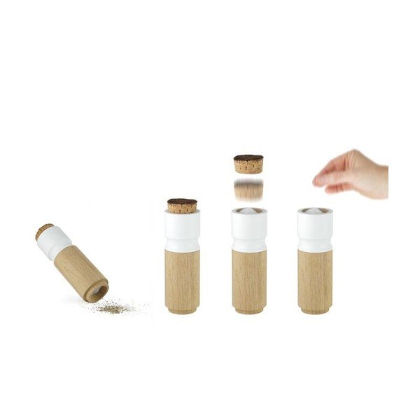 Set mlýnku na pepř a slánky z dubového dřeva Wireworks Pinch&Grind-image-1