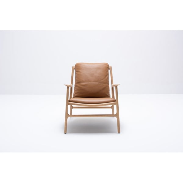 Kožené křeslo v hnědo-přírodní barvě Dedo – Gazzda-image-4