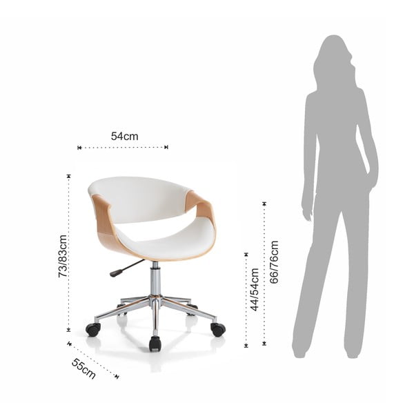 Kancelářská židle z imitace kůže v bílo-přírodní barvě Visby – Tomasucci-image-4