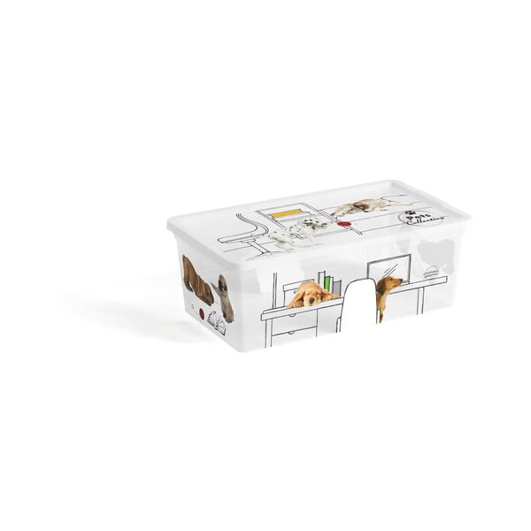Bílý plastový úložný box s víkem 34x19x12 cm C Box Style – KIS