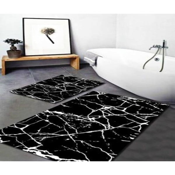 Bílo-černé koupelnové předložky v sadě 2 ks 60x100 cm Cracks – Mila Home-image-1