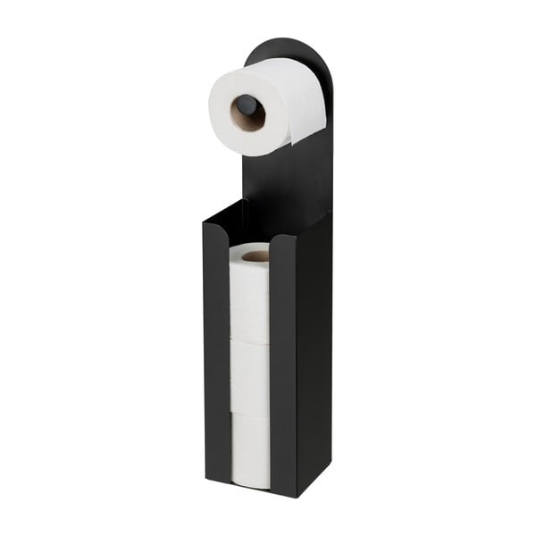 Černý samodržící ocelový držák na toaletní papír Agira – Wenko-image-3