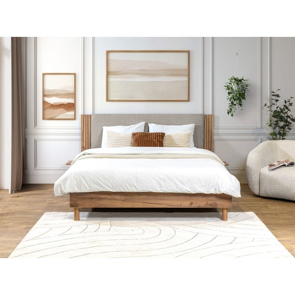 Světle šedá dvoulůžková postel s roštem 140x190 cm Lior – Bobochic Paris-image-2