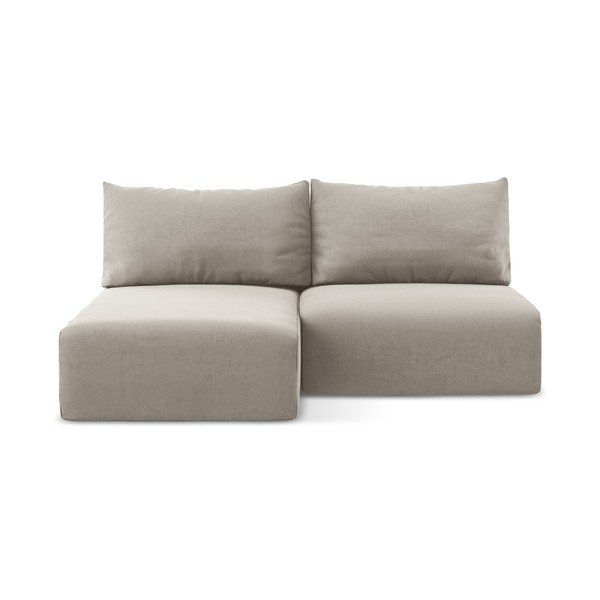 Taupe sametová rozkládací/s úložným prostorem rohová pohovka (levý roh/s lenoškou) Kalena – Makamii