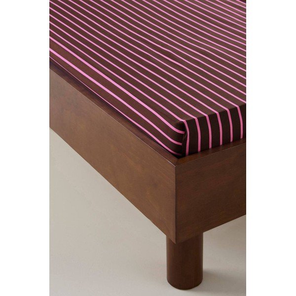 Růžové/hnědé napínací prostěradlo z bio bavlny 90x200 cm Sima – Jotex-image-1