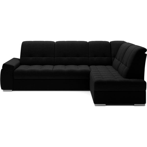 Černá rozkládací/s úložným prostorem rohová pohovka (pravý roh/do L) Sado – ELTAP