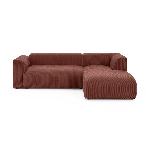 Manšestrová rohová pohovka v terakotové barvě (pravý roh/s lenoškou) Merid  – Ropez