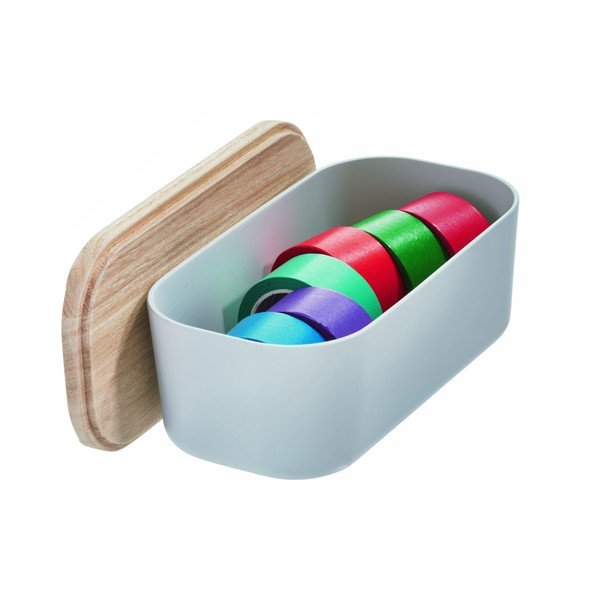 Šedý úložný box s víkem ze dřeva paulownia iDesign Eco, 9 x 18,3 cm-image-3