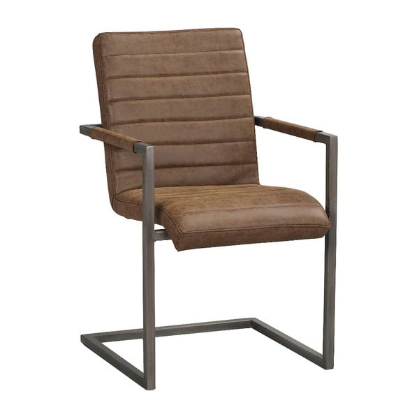 Hnědá židle s černým kovovým podnožím Rowico Clive