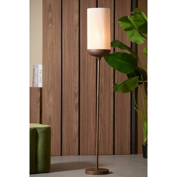 Tmavě hnědá stojací lampa s textilním stínidlem (výška 159 cm) Dania – Light & Living-image-1