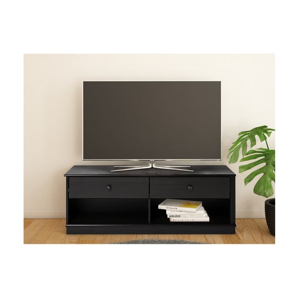 Tmavě hnědý TV stolek z borovicového dřeva 137x47 cm Anita – Støraa-image-1