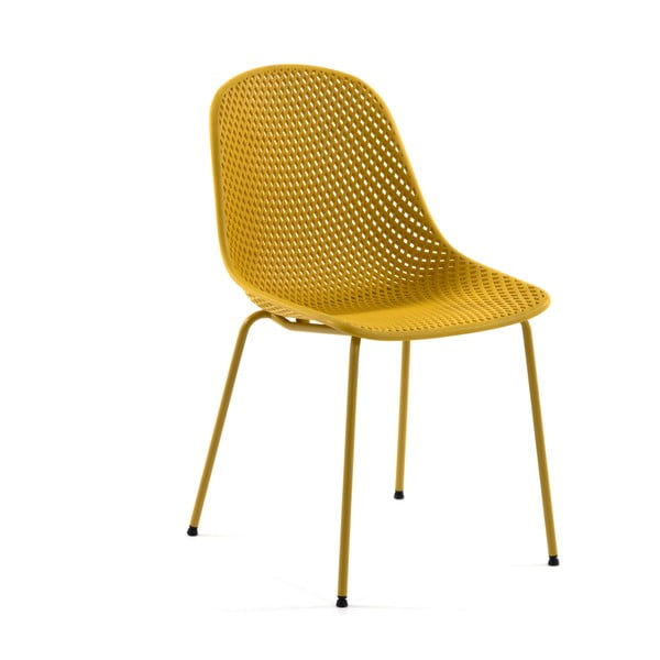Žlutá kovová zahradní židle Quinby – Kave Home