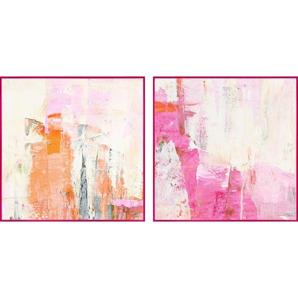 Tištěné/s ručně malovanými prvky obrazy v sadě 2 ks s rámem/na plátně 41,5x41,5 cm New Age Pink – Malerifabrikken