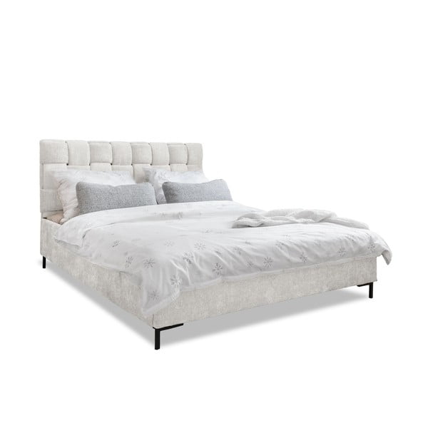 Krémová čalouněná dvoulůžková postel s roštem 140x200 cm Eve – Miuform