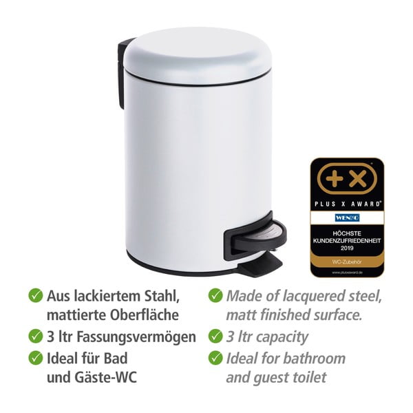 Bílý odpadkový koš Wenko Leman, 3 l-image-3