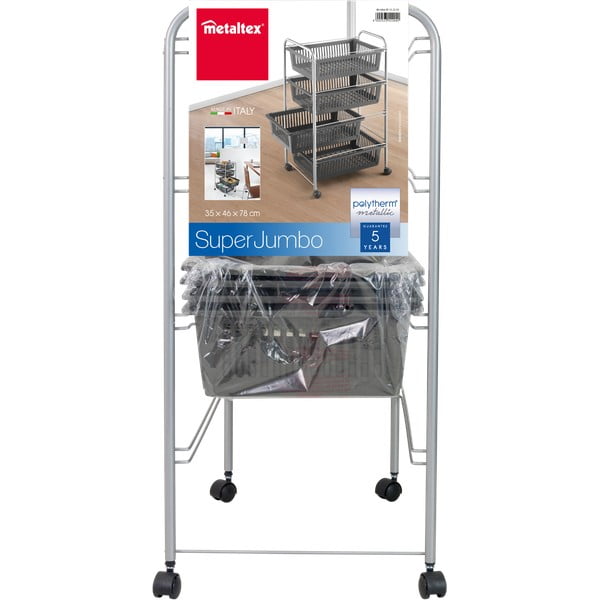 Pojízdný regál v tmavě šedo-stříbrné barvě 46x78 cm – Metaltex-image-3