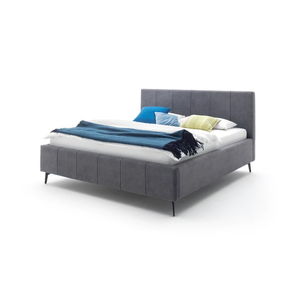 Antracitová čalouněná dvoulůžková postel s úložným prostorem s roštem 180x200 cm Lizzano – Meise Möbel-image-4
