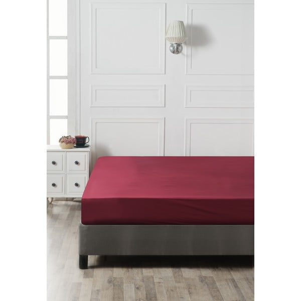 Červené napínací bavlněné prostěradlo 160x200 cm - Mijolnir-image-2