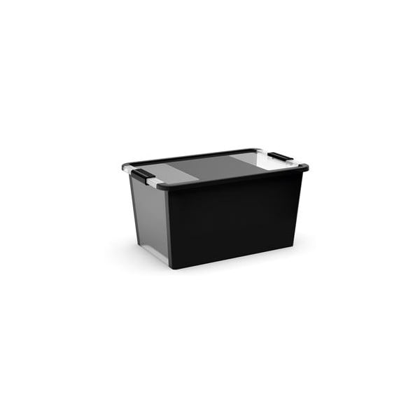 Černý plastový úložný box s víkem 55x35x28 cm Bi-Box L – KIS