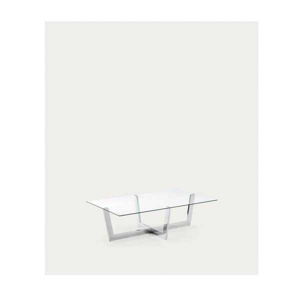 Konferenční stolek se skleněnou deskou ve stříbrné barvě 70x120 cm Plam – Kave Home-image-2