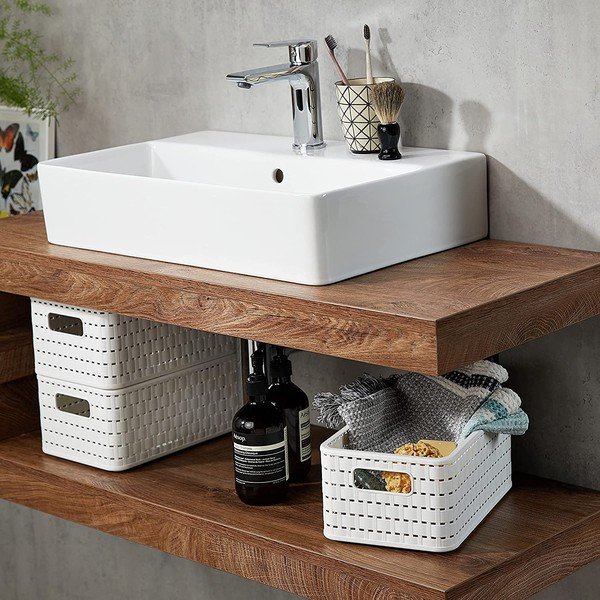 Bílý úložný košík z recyklovaného plastu Country - Rotho-image-1