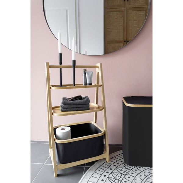 Černý/přírodní bambusový koupelnový regál 44x80 cm Ecori – Wenko-image-3