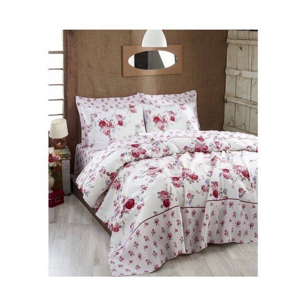 Růžový lehký přehoz přes postel Rosalinda, 200 x 235 cm