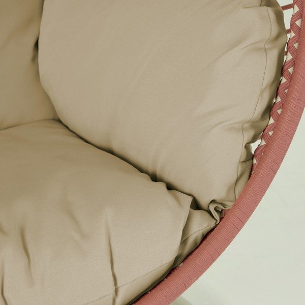 Závěsné zahradní křeslo s výpletem v terakotové barvě se stojanem Kave Home Elianis-image-1