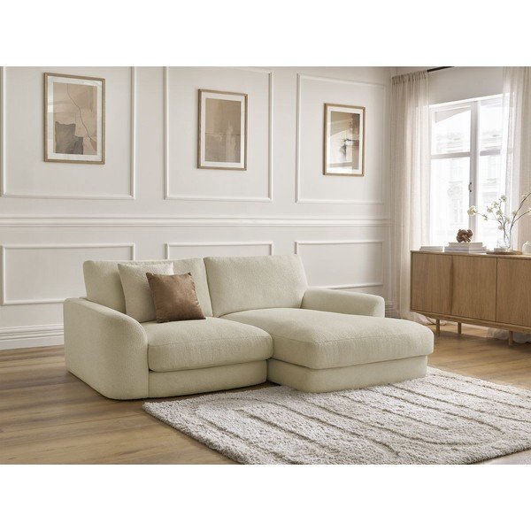 Béžová rohová pohovka z textilie bouclé (pravý roh/s lenoškou) Leonore – Bobochic Paris-image-3