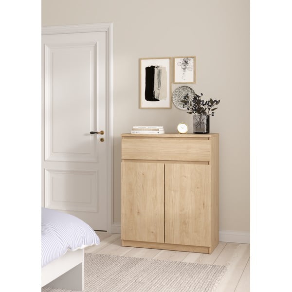 Komoda v dekoru dubu v přírodní barvě 80x100x40 cm Naia – Tvilum-image-1