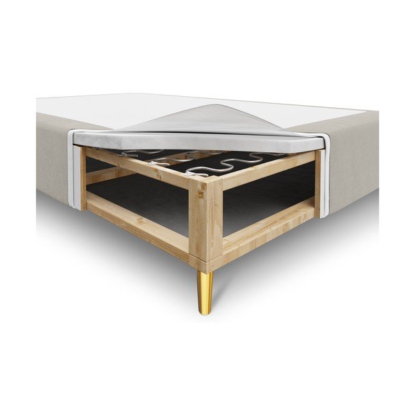 Béžová sametová dvoulůžková postel Milo Casa Lia, 160 x 200 cm-image-2