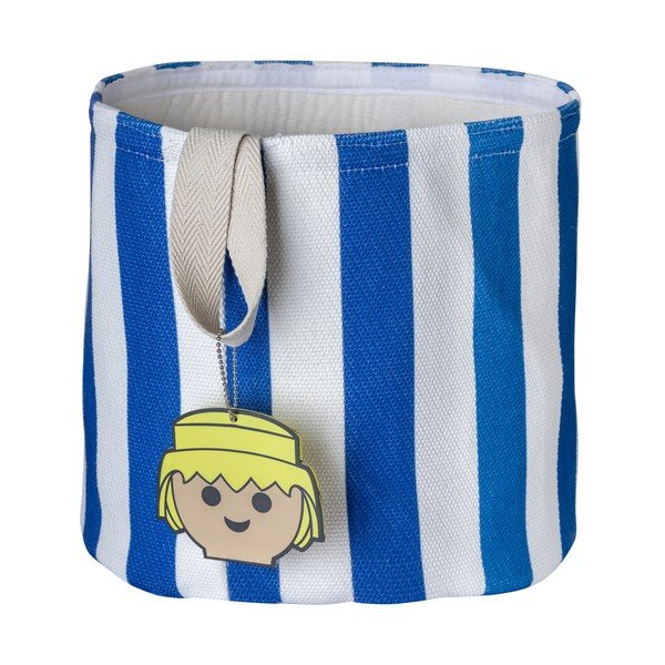 Modrý látkový dětský koš na hračky ø 30x28 cm Stripes – Playmobil-image-2
