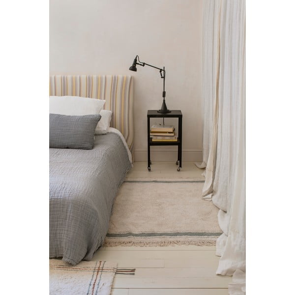 Modro-krémový pratelný ručně tkaný bavlněný koberec 90x130 cm Gastro Vintage Blue – Lorena Canals-image-3