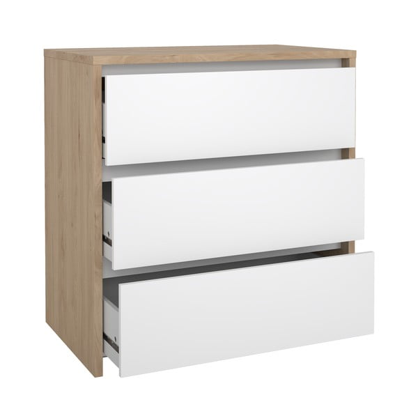 Bílá/v přírodní barvě komoda v dekoru dubu 80x84x48 cm Next – Tvilum-image-2