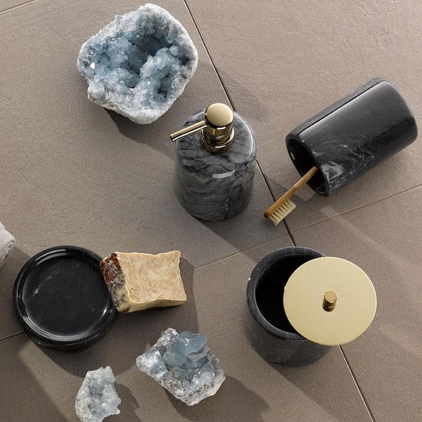 Černý mramorový kelímek na zubní kartáčky Kela Liron-image-1