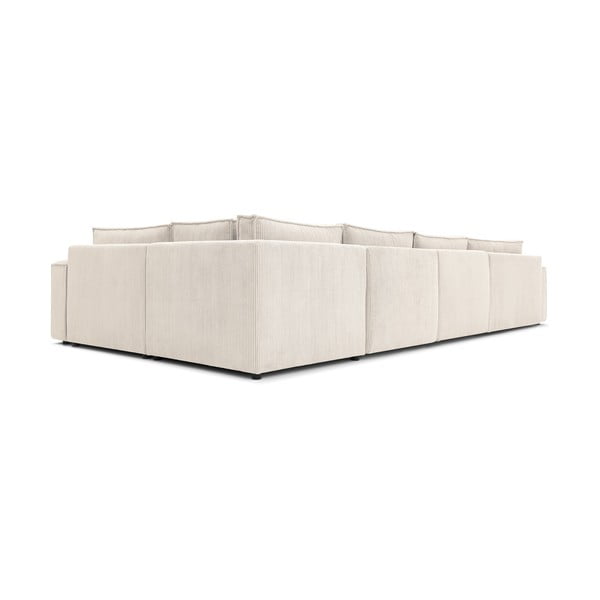 Krémová manšestrová rohová pohovka, pravý roh Nihad modular – Bobochic Paris-image-4