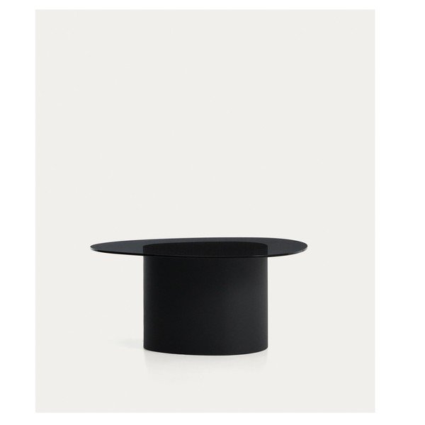 Černý konferenční stolek se skleněnou deskou 74x81,5 cm Olir – Kave Home-image-3
