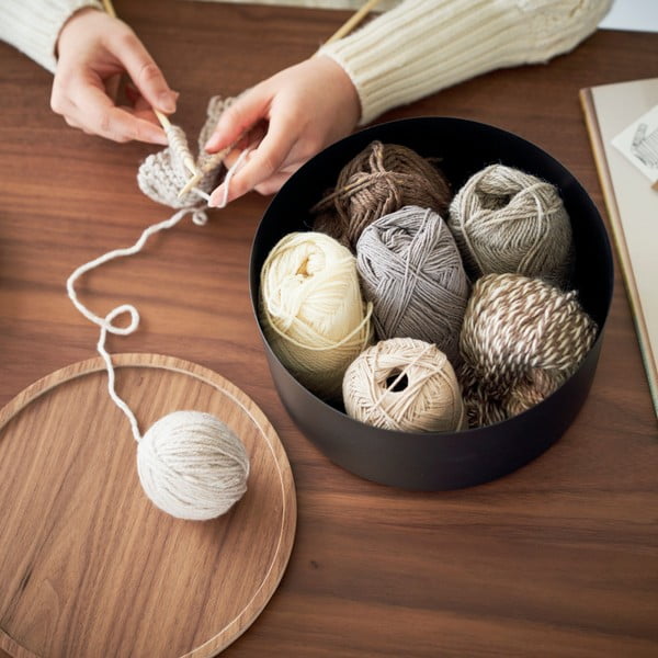 Černý kovový úložný box s víkem ø 22x11 cm Rin – YAMAZAKI-image-2