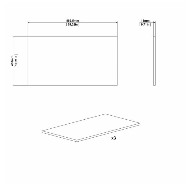 Doplňkové police do šatní skříně v sadě 3 ks (šířka 89 cm) Verona – Tvilum-image-2