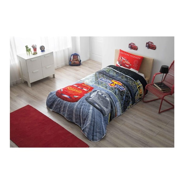 Set přehozu přes postel a povlaku na polštář Disney Cars, 160 x 220 cm