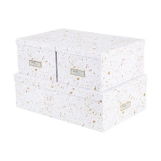 Sada 3 úložných krabic ve zlato-bílé barvě Bigso Box of Sweden Inge