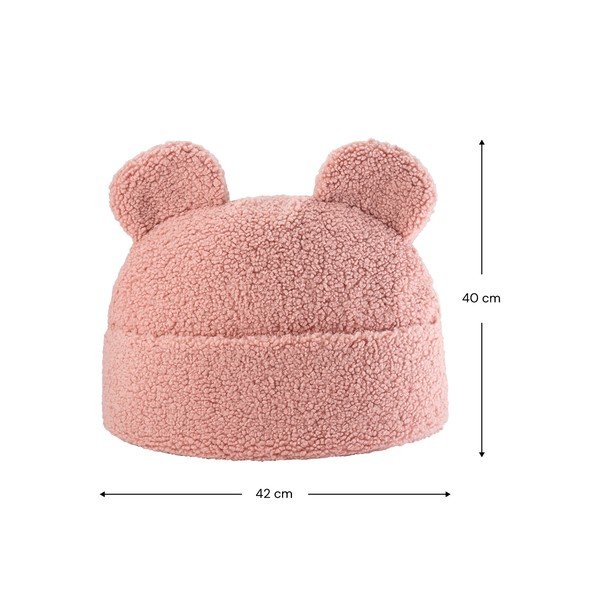Růžový dětský pohovkový polštář z textilie bouclé Teddy Pouch – Wigiwama-image-2