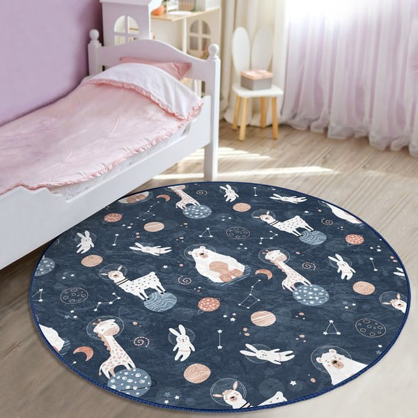 Tmavě modrý dětský koberec ø 120 cm Comfort – Mila Home-image-1